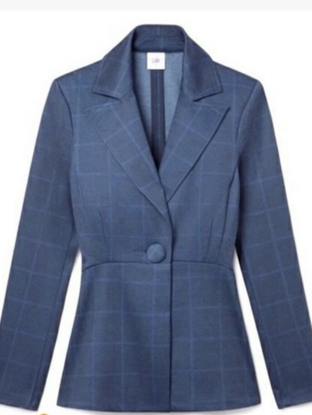 CAbi Navy Windowpane Single-Button Blazer